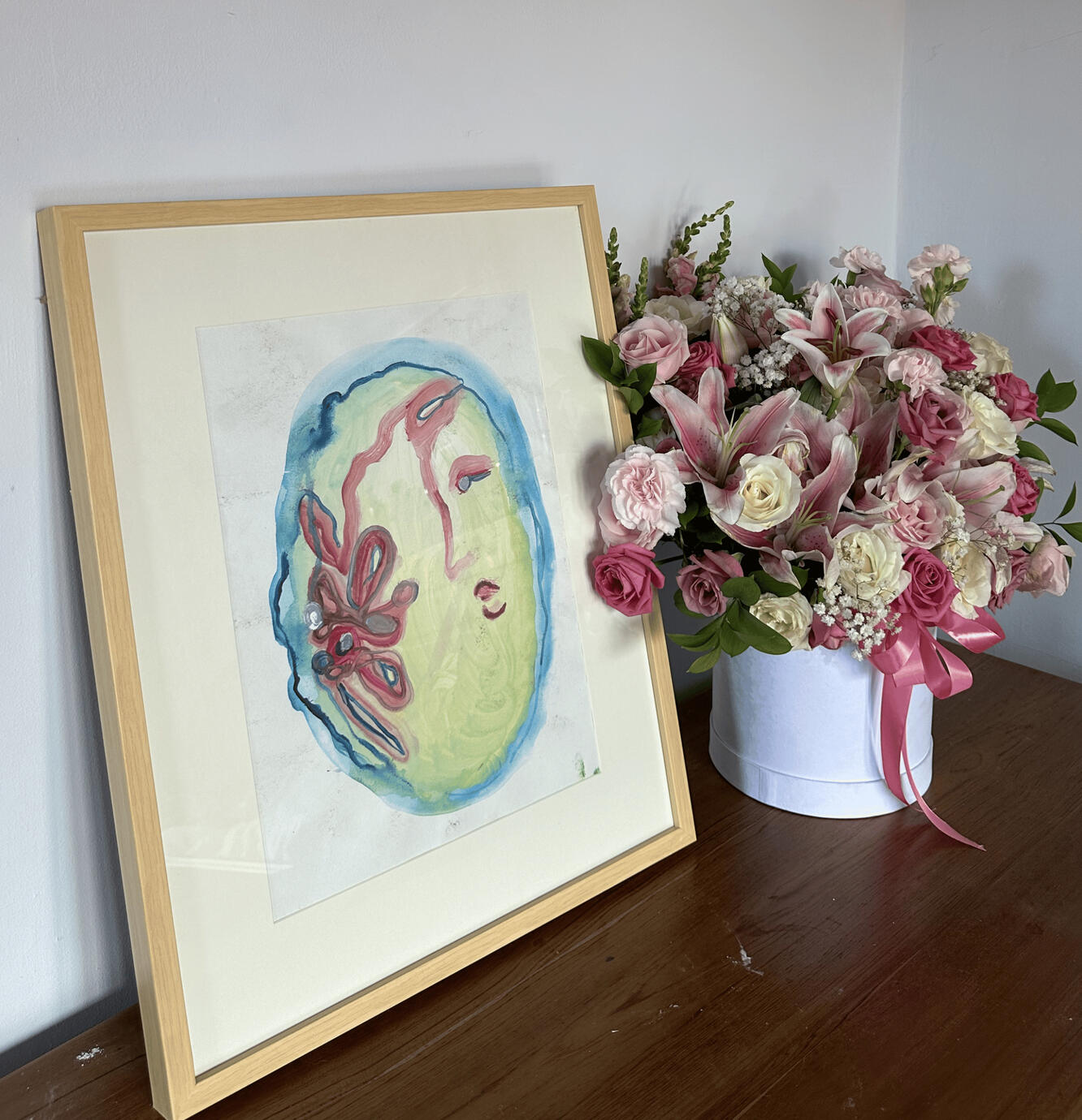 The face-like form in the blue aura represents the vessel of inner reflection — a personal altar where thoughts, fears, and longings intertwine.